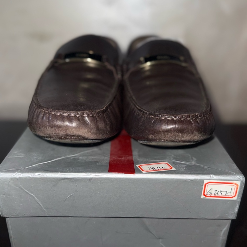 Prada Dark Brown Leather Loafers